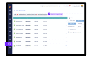 Vue CRM des clients à archiver selon les règles RGPD dans un cabinet de courtage en assurance