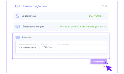 Gestion des paiements de primes dans le logiciel pour courtiers ASSUR3D Encaissement de prime via carte bancaire dans le logiciel ASSUR3D